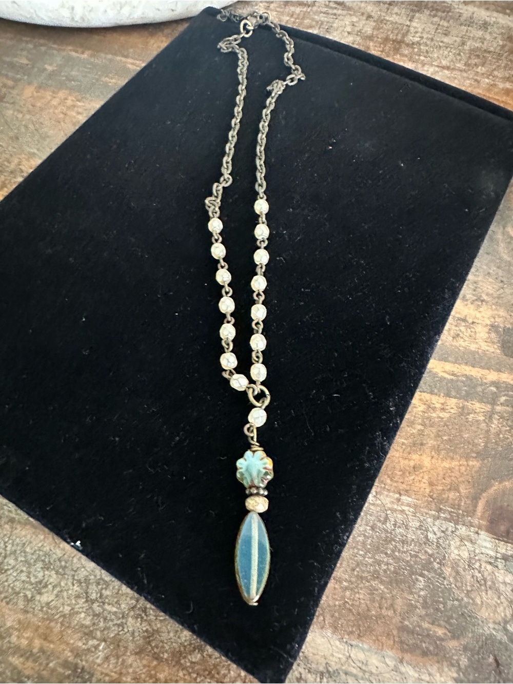 Vintage-Inspired Blue Enamel Pendant Necklace - Women Jewelry